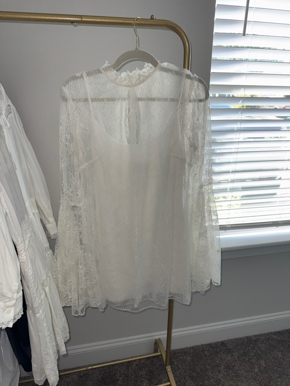 Katie May Ivory Lace Overlay Mini Dress